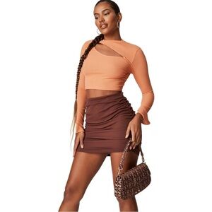 NWT MissGuided MESH RUCHED SIDE MINI SKIRT